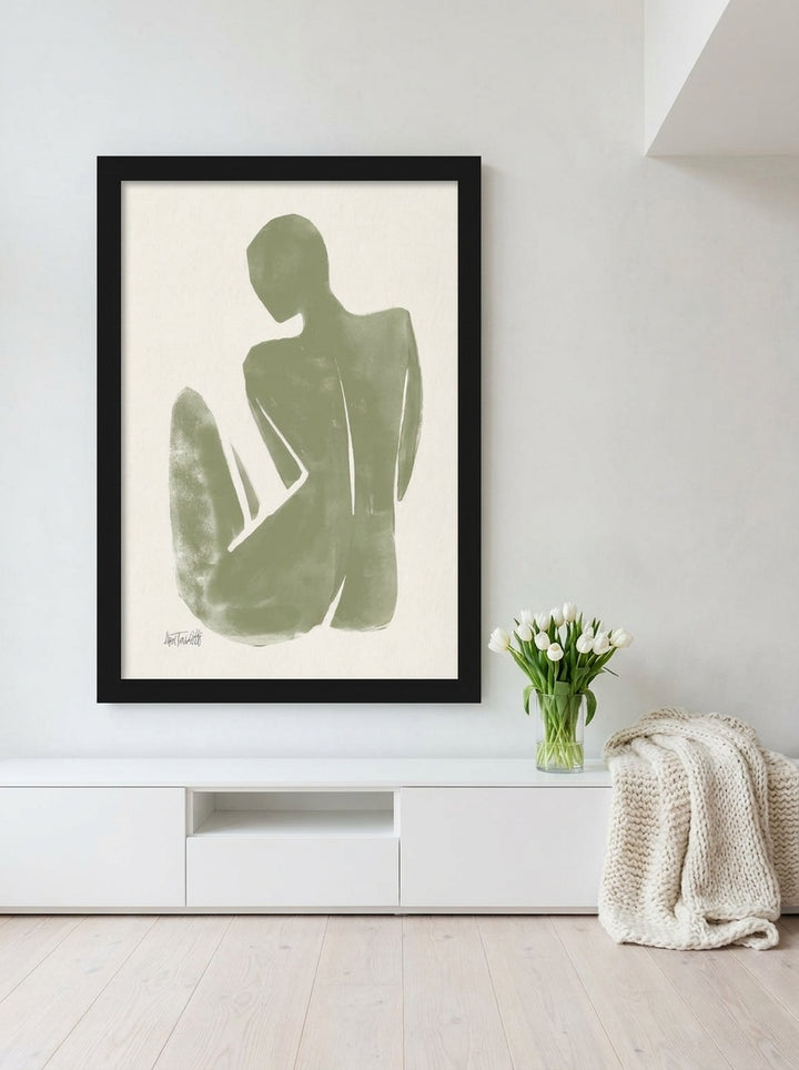 Oversized statement modern wall art print styled on the wall in a bright Scandinavian living room