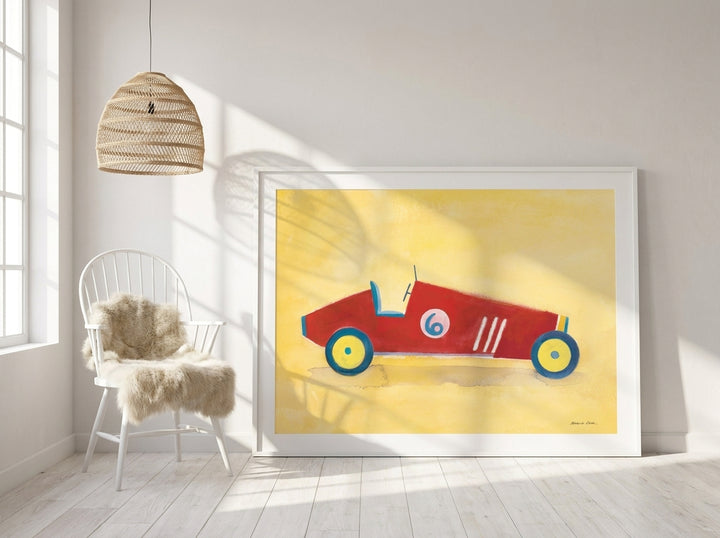Oversized statement modern wall art print leaning against the wall in a bright Scandinavian living room