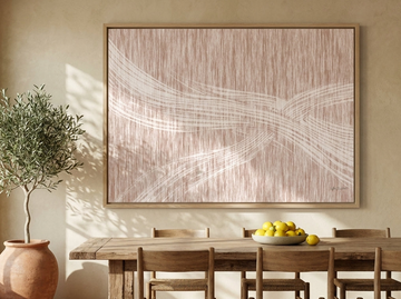Oversized statement modern wall art print styled on the wall in a Mediterranean dining room