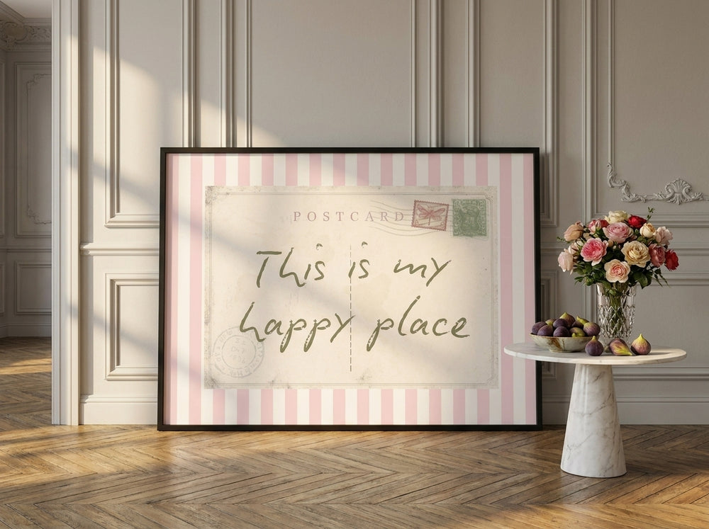 Oversized statement modern wall art print leaning against the wall in a Parisian living room