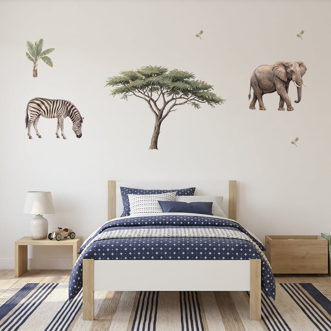 Acacia Savannah Safari Wall Decal Set Wall Sticker Decals wall decals on a boy's bedroom wall (Full Room (Large) size)