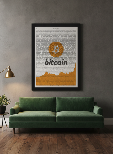 Oversized statement modern wall art print styled on the wall in a moody living room