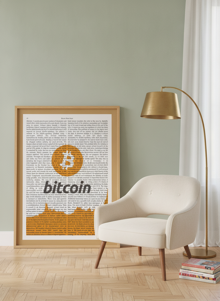 Modern wall art print leaning against the wall in a mid-century home office