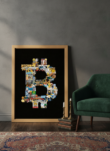 Modern wall art print leaning against the wall in a moody home office