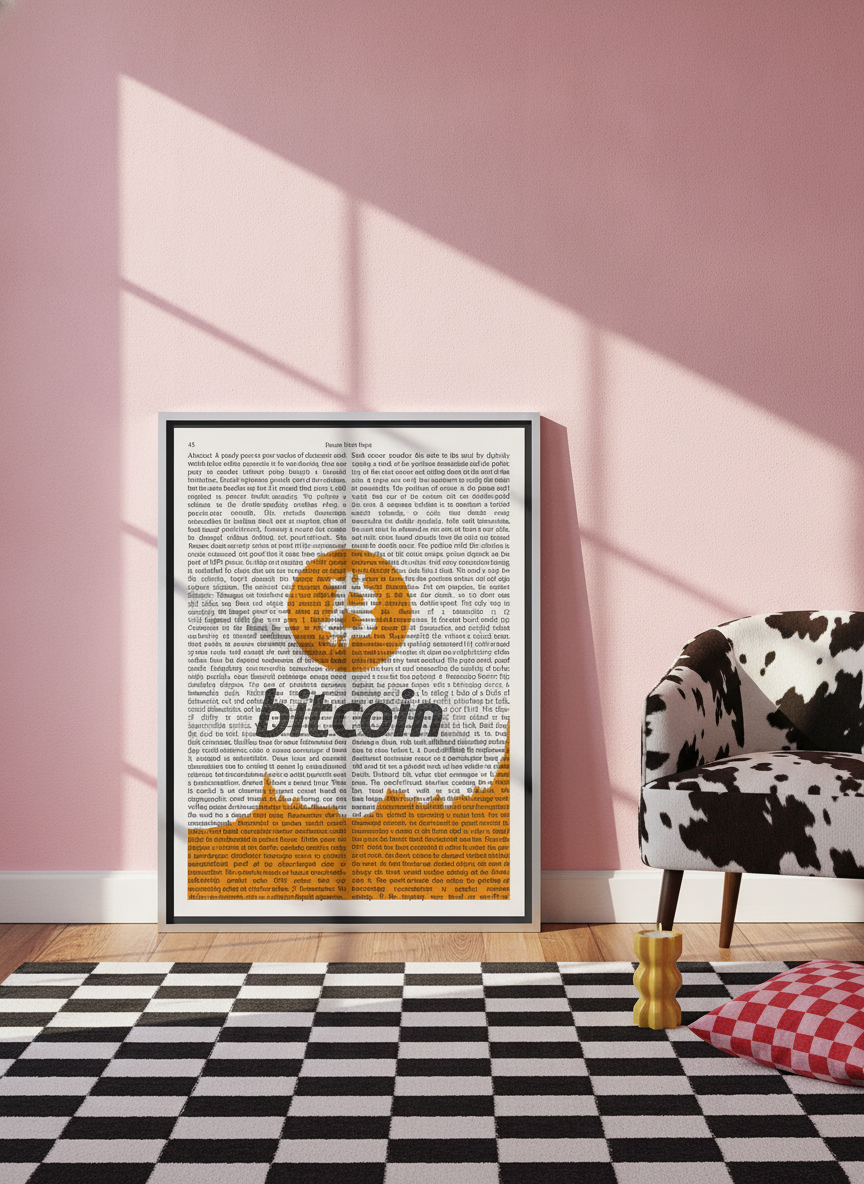 Canvas wall art with a silver leaf surround leaning against the wall in a colourful eclectic dining room