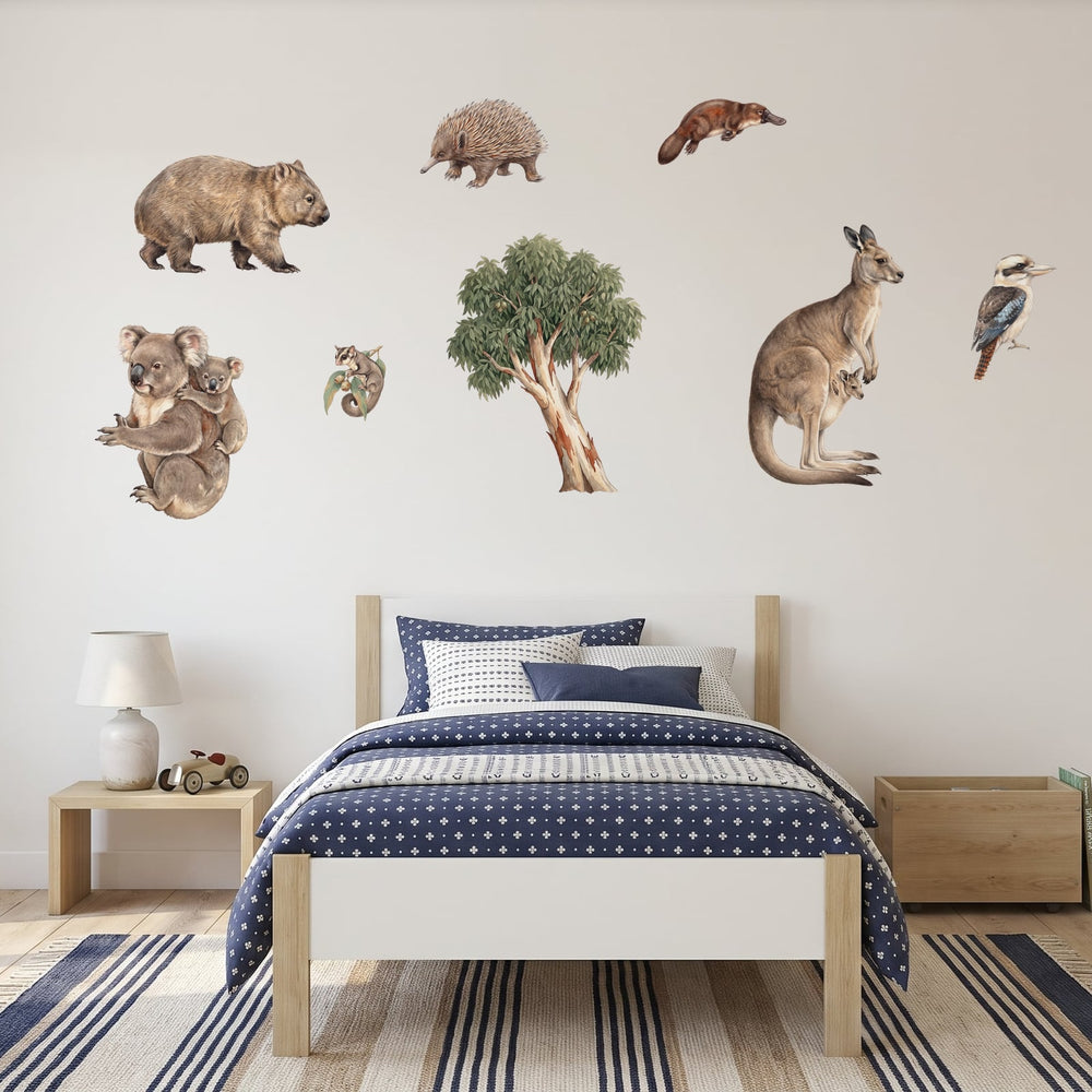 Aussie Bush Babies Wall Decal Set Wall Sticker Decals wall decals on a boy's bedroom wall (Feature Wall (Medium) size)