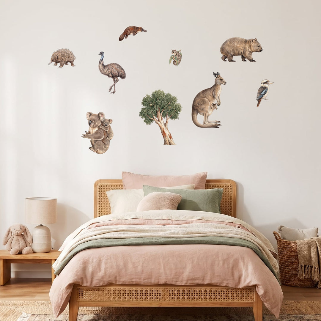 Aussie Bush Babies Wall Decal Set Wall Sticker Decals wall decals on a girl's bedroom wall (Accent (Small) size)
