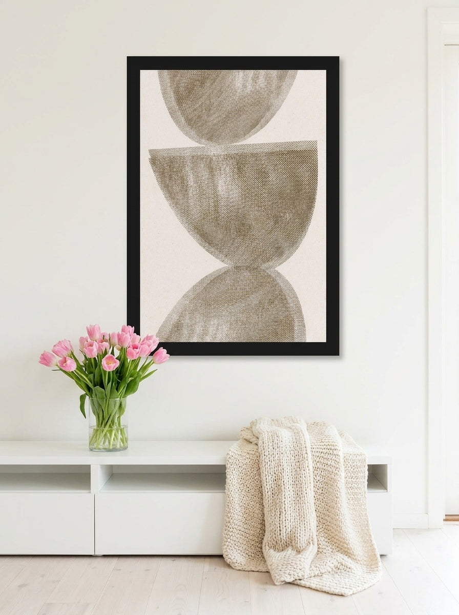 Modern wall art print styled on the wall in a bright Scandinavian living room