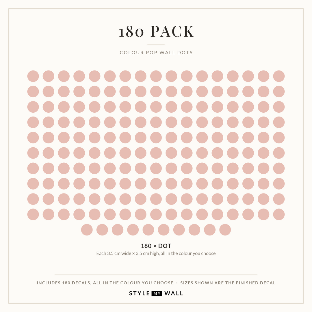 Colour Pop Wall Dots Wall Sticker Decals: 180 Pack sizes