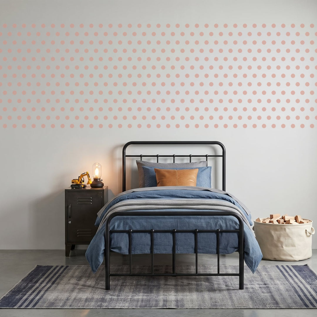 Colour Pop Wall Dots Wall Sticker Decals wall decals on a boy's bedroom wall (in Blush, 540 Pack size)
