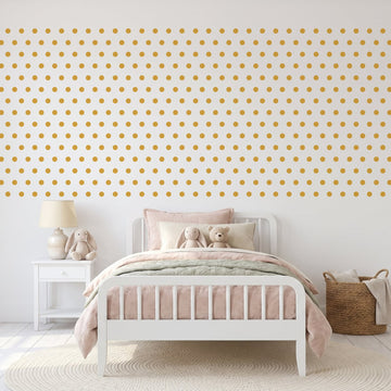 Colour Pop Wall Dots Wall Sticker Decals wall decals on a girl's bedroom wall (in Mustard, 540 Pack size)