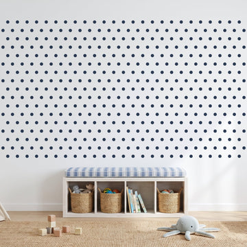 Colour Pop Wall Dots Wall Sticker Decals wall decals on a playroom wall (in Navy, 540 Pack size)