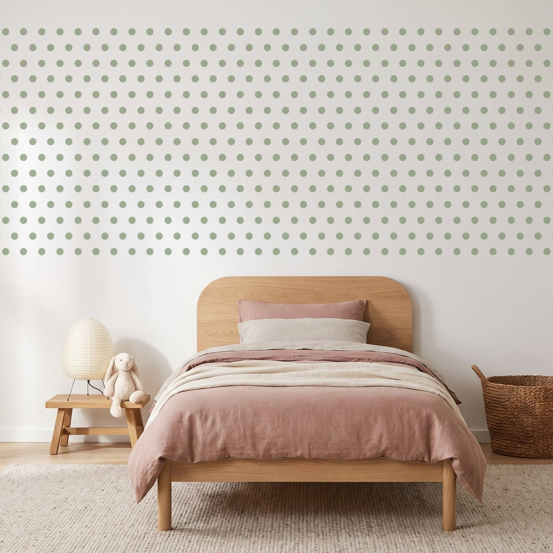 Colour Pop Wall Dots Wall Sticker Decals wall decals on a girl's bedroom wall (in Sage, 540 Pack size)