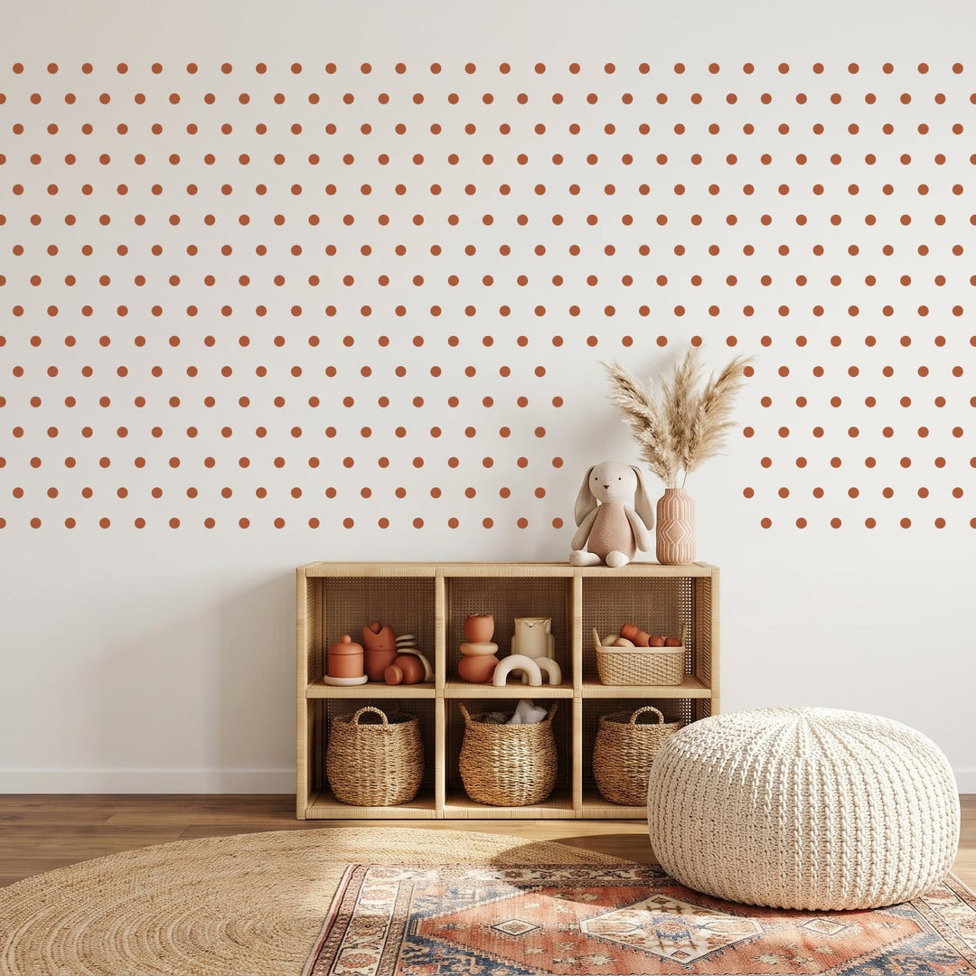Colour Pop Wall Dots Wall Sticker Decals wall decals on a kids' room wall (in Terracotta, 540 Pack size)