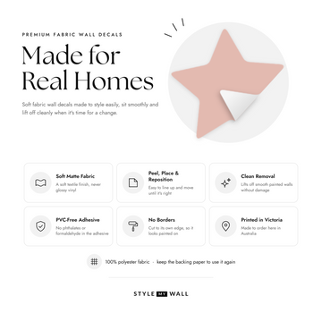 Starry Sky Wall Sticker Decals: soft matte fabric wall decals that peel, stick and reposition, printed in Victoria