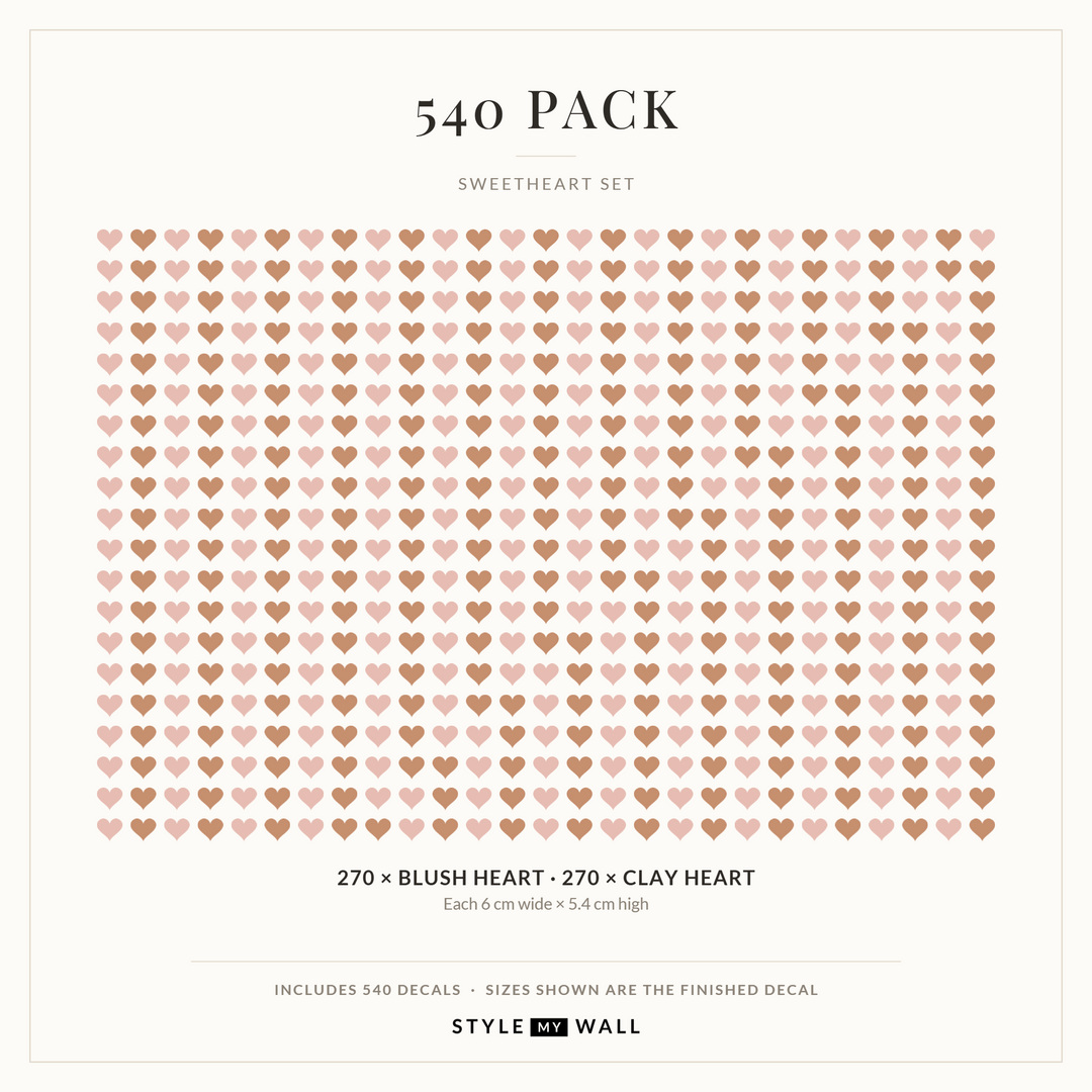 Sweetheart Hearts Wall Sticker Decals: 540 Pack sizes