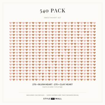 Sweetheart Hearts Wall Sticker Decals: 540 Pack sizes