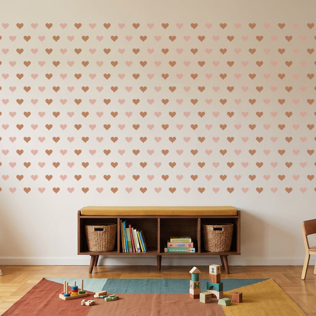 Sweetheart Hearts Wall Sticker Decals wall decals on a playroom wall (360 Pack size)