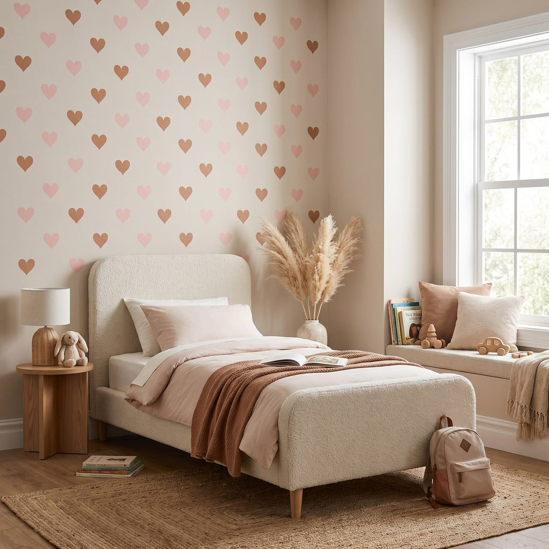 Sweetheart Hearts Wall Sticker Decals wall decals: the whole room from a corner in a girl's bedroom