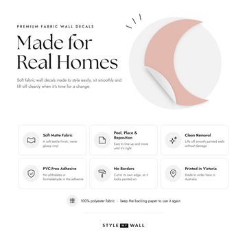 Crescent Moon Trio Wall Sticker Decals: soft matte fabric wall decals that peel, stick and reposition, printed in Victoria