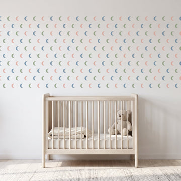 Crescent Moon Trio Wall Sticker Decals wall decals on a nursery wall (540 Pack size)