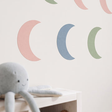 Crescent Moon Trio Wall Sticker Decals wall decals: a close-up of the decals from one side in a playroom