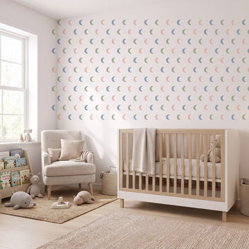 Crescent Moon Trio Wall Sticker Decals wall decals: the whole room from a corner in a nursery