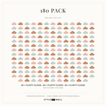 Dreamy Sky Clouds Wall Sticker Decals: 180 Pack sizes