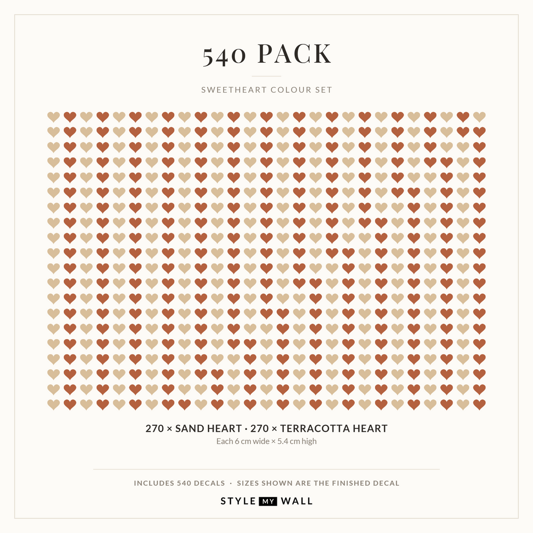 Sweetheart Hearts Wall Sticker Decals: 540 Pack sizes
