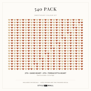 Sweetheart Hearts Wall Sticker Decals: 540 Pack sizes