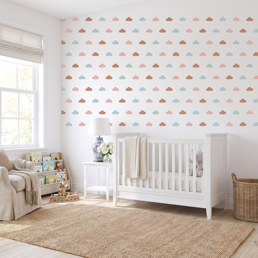 Dreamy Sky Clouds Wall Sticker Decals wall decals: the whole room from a corner in a nursery