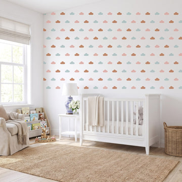 Dreamy Sky Clouds Wall Sticker Decals wall decals: the whole room from a corner in a nursery