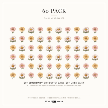 Daisy Meadow Wall Sticker Decals: 60 Pack sizes