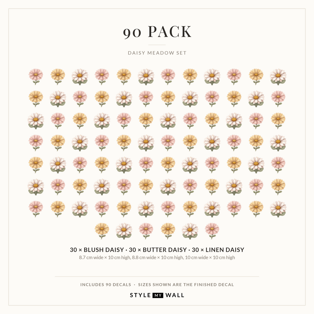 Daisy Meadow Wall Sticker Decals: 90 Pack sizes