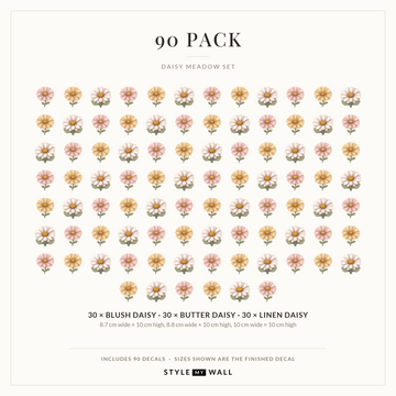 Daisy Meadow Wall Sticker Decals: 90 Pack sizes