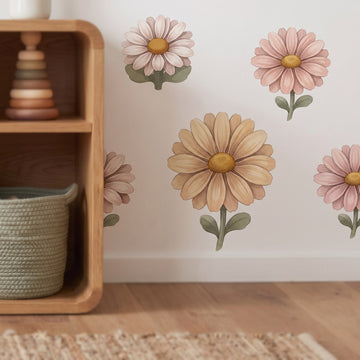 Daisy Meadow Wall Sticker Decals wall decals: a close-up of the decals from one side in a kids' room