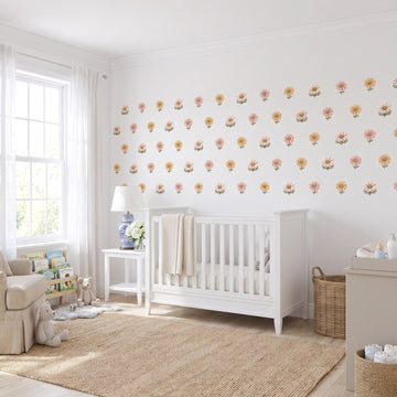 Daisy Meadow Wall Sticker Decals wall decals: the whole room from a corner in a nursery