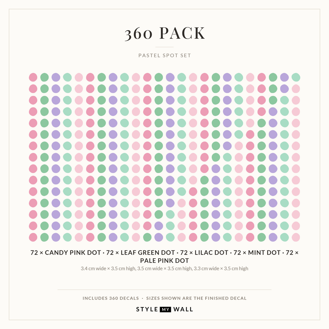 Pastel Spot Wall Sticker Decals: 360 Pack sizes
