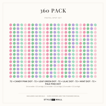 Pastel Spot Wall Sticker Decals: 360 Pack sizes