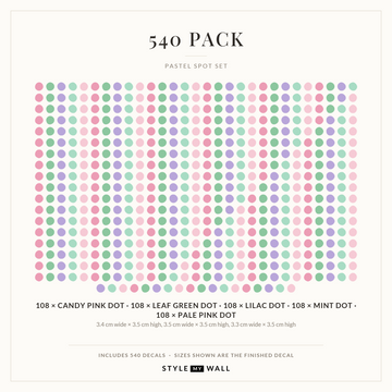 Pastel Spot Wall Sticker Decals: 540 Pack sizes