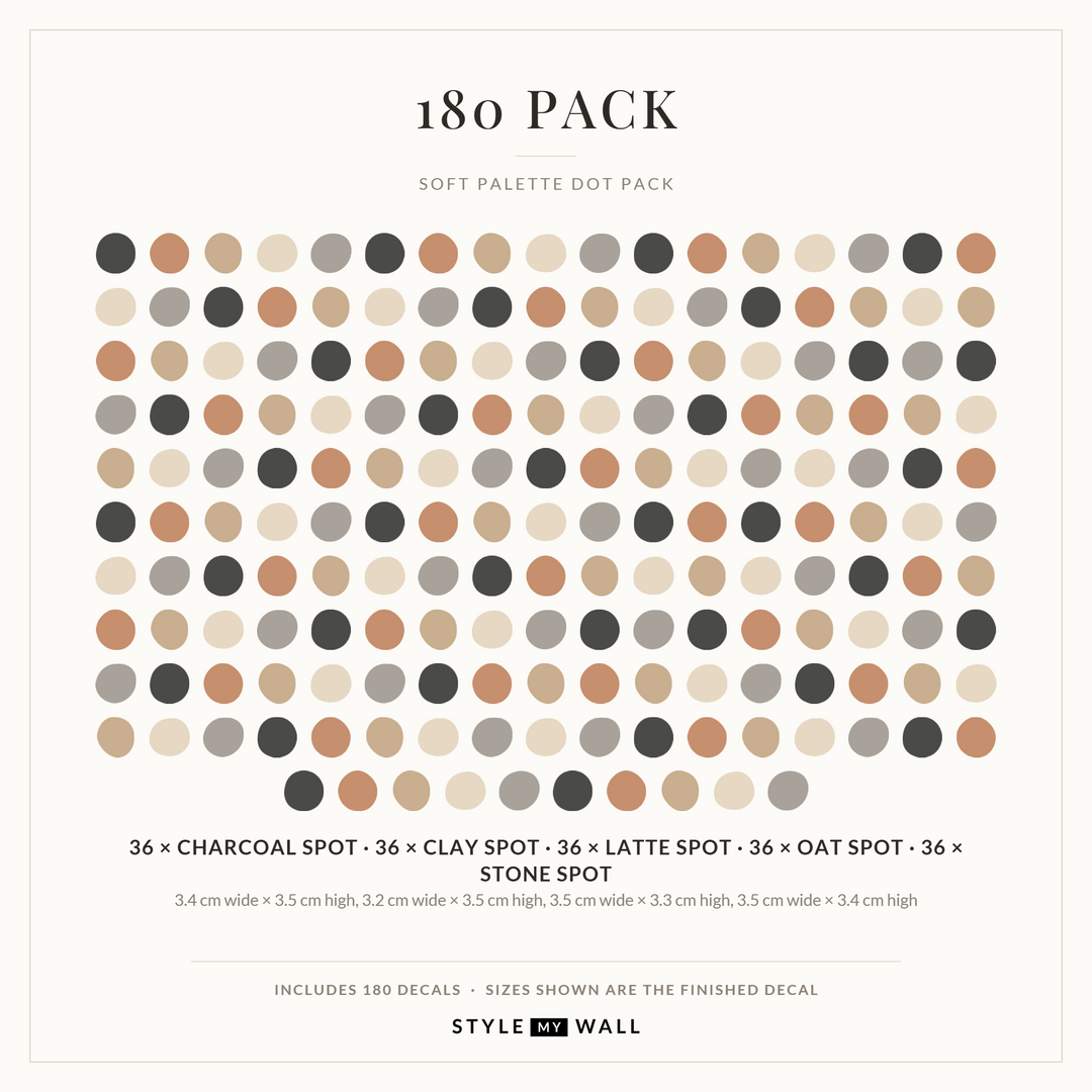 Soft Palette Dots Wall Sticker Decals: 180 Pack sizes