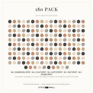 Soft Palette Dots Wall Sticker Decals: 180 Pack sizes