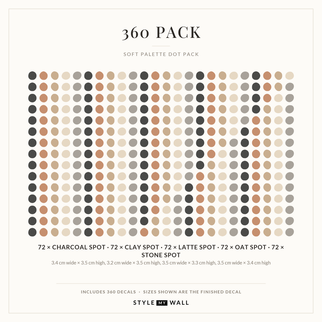 Soft Palette Dots Wall Sticker Decals: 360 Pack sizes