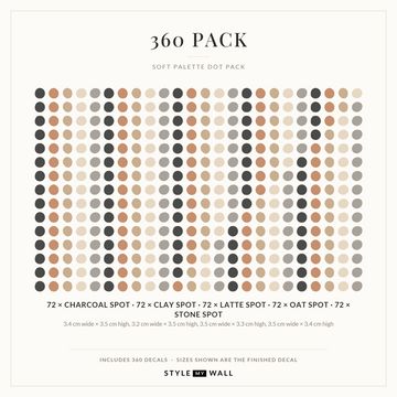 Soft Palette Dots Wall Sticker Decals: 360 Pack sizes
