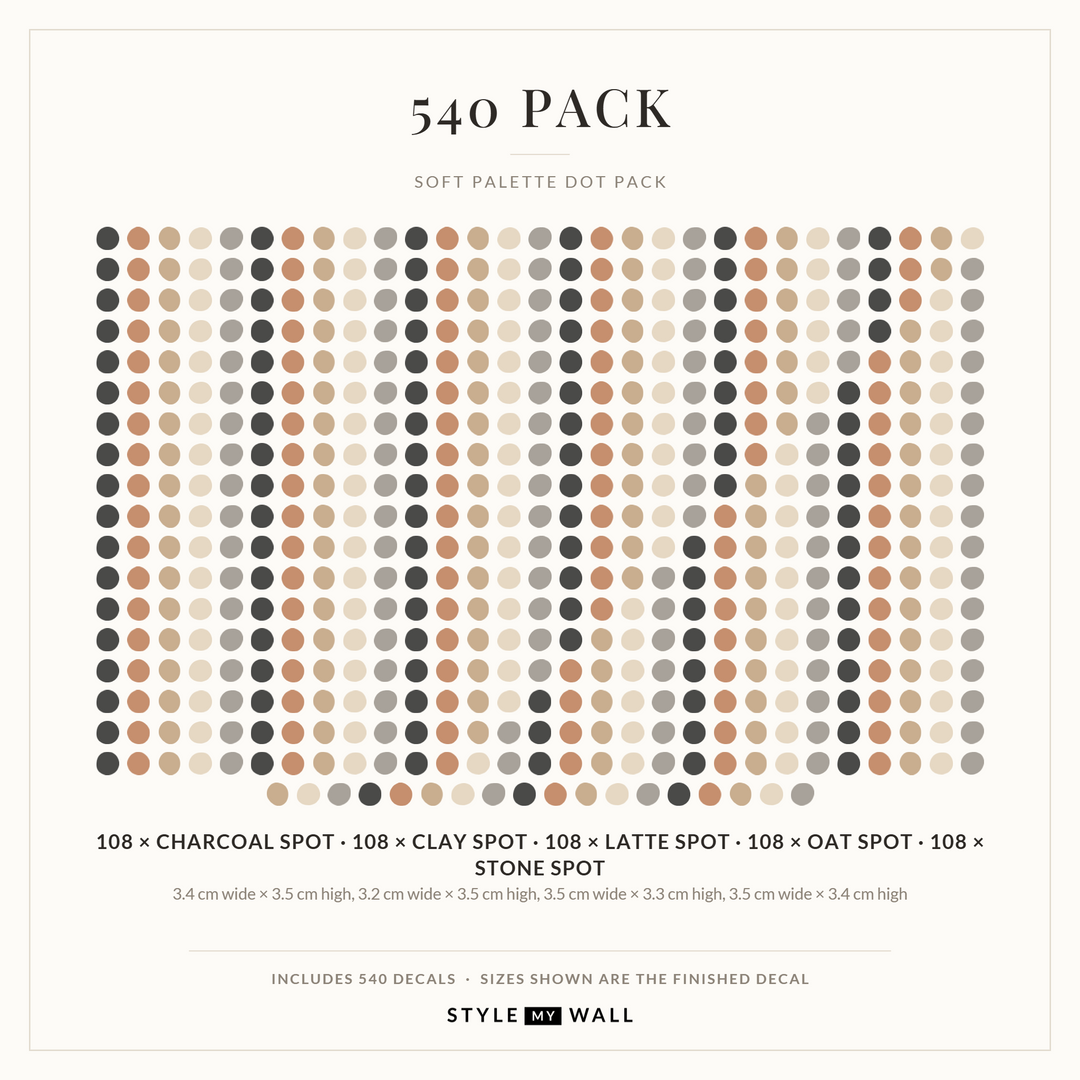 Soft Palette Dots Wall Sticker Decals: 540 Pack sizes