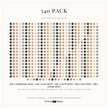 Soft Palette Dots Wall Sticker Decals: 540 Pack sizes