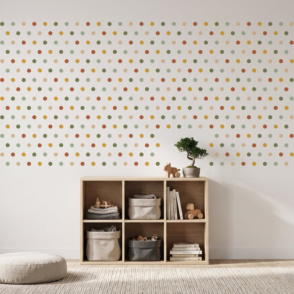 Earthy Dots Wall Sticker Decals wall decals on a kids' room wall (540 Pack size)