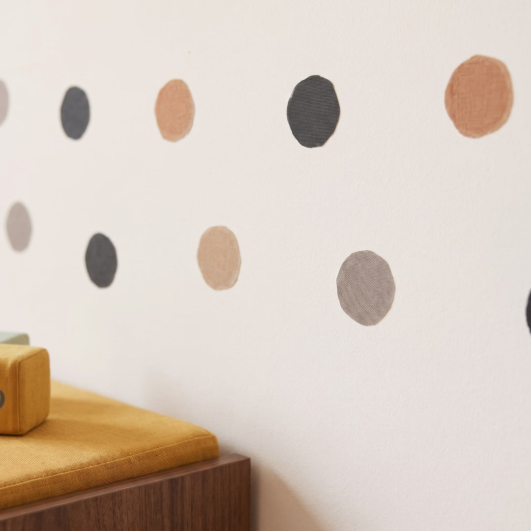 Soft Palette Dots Wall Sticker Decals wall decals: a close-up of the decals from one side in a playroom