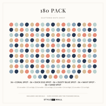 Scattered Dots Wall Sticker Decals: 180 Pack sizes