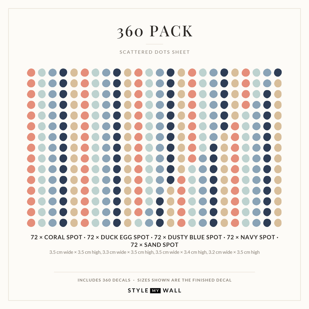 Scattered Dots Wall Sticker Decals: 360 Pack sizes